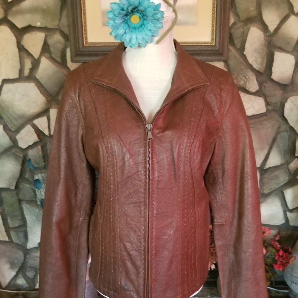Anna Pleather Brown Jacket Size M
